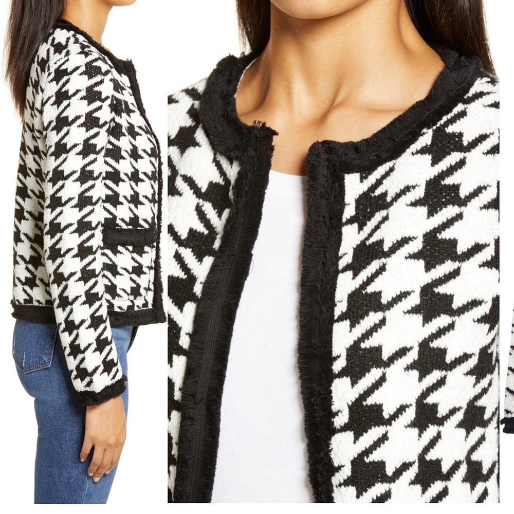 Halogen Marl Houndstooth Knit Jacket - Picture 2 of 5